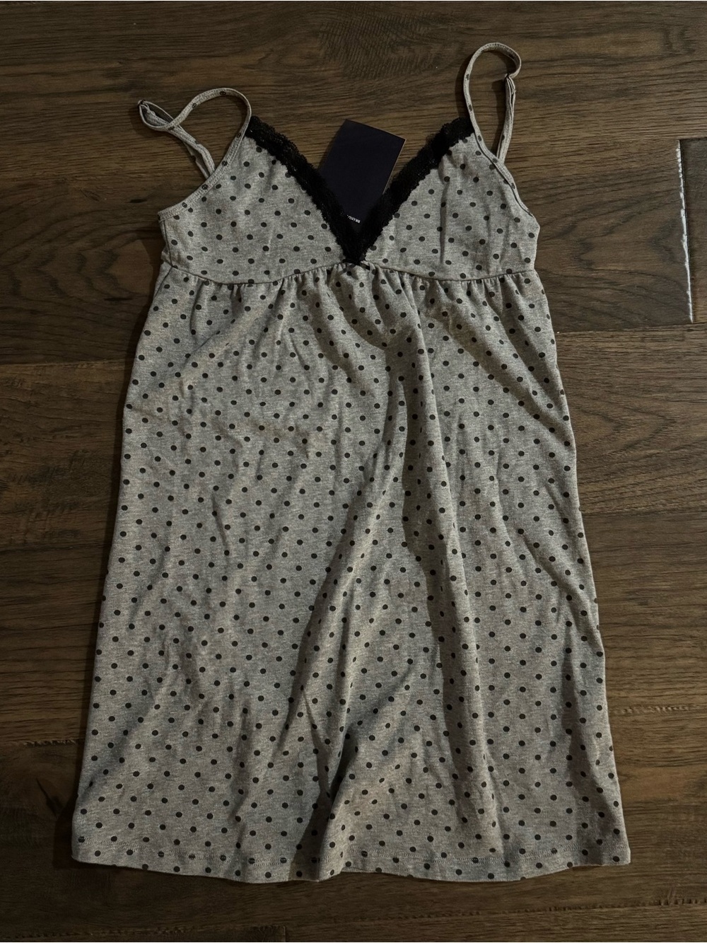 brandy melville grey polka dot & lace dress